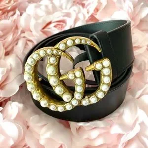 Gucci | Accessories | Gucci Marmont Black Leather Belt Gold  display picture 3